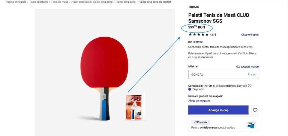 Paletă Tenis de Masă CLUB Samsonov SGS TIBHAR, (Super Ofertă).