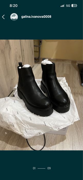Кожени Боти челси Aldo и Палто answear lab