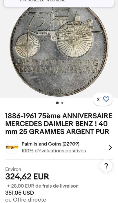 Medalie argint Mercedes Benz