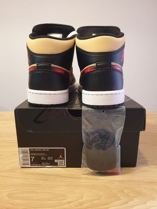 Air Jordan 1 Mid Tartan Swoosh 40 100% originali