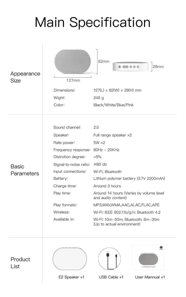 Boxa portabila WiFi 2x5W Hi-Fi bluetooth, Internet radio, 15 ore Alexa
