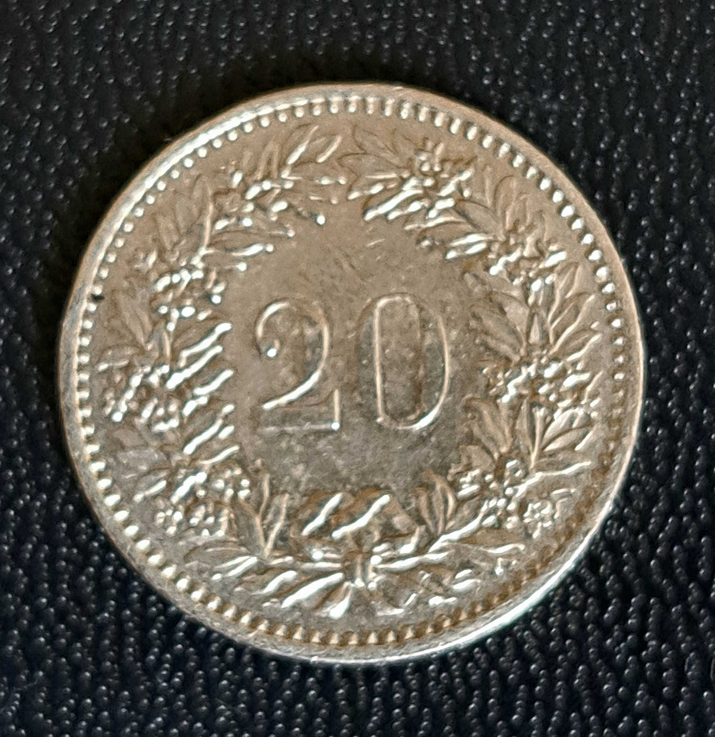 Moneda 20 rappen 1974 Elveția.
