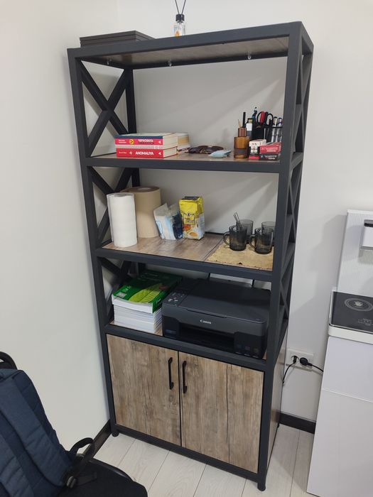 Stellaj loft dizayn, polka shkaf мебель для офиса knigi printera