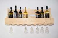 Suport raft 8-10 sticle de vin și 8 pahare