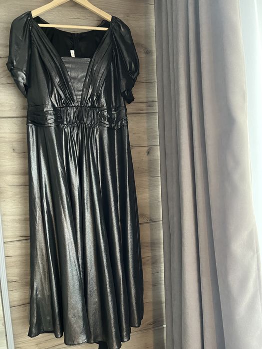 Rochie evenimente fir metalizat de culoare gri