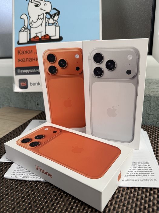 36М НОВ!ЛИЗИНГ*92лв/м iPhone 17 Pro Orange Silver айфон 17 про бял
