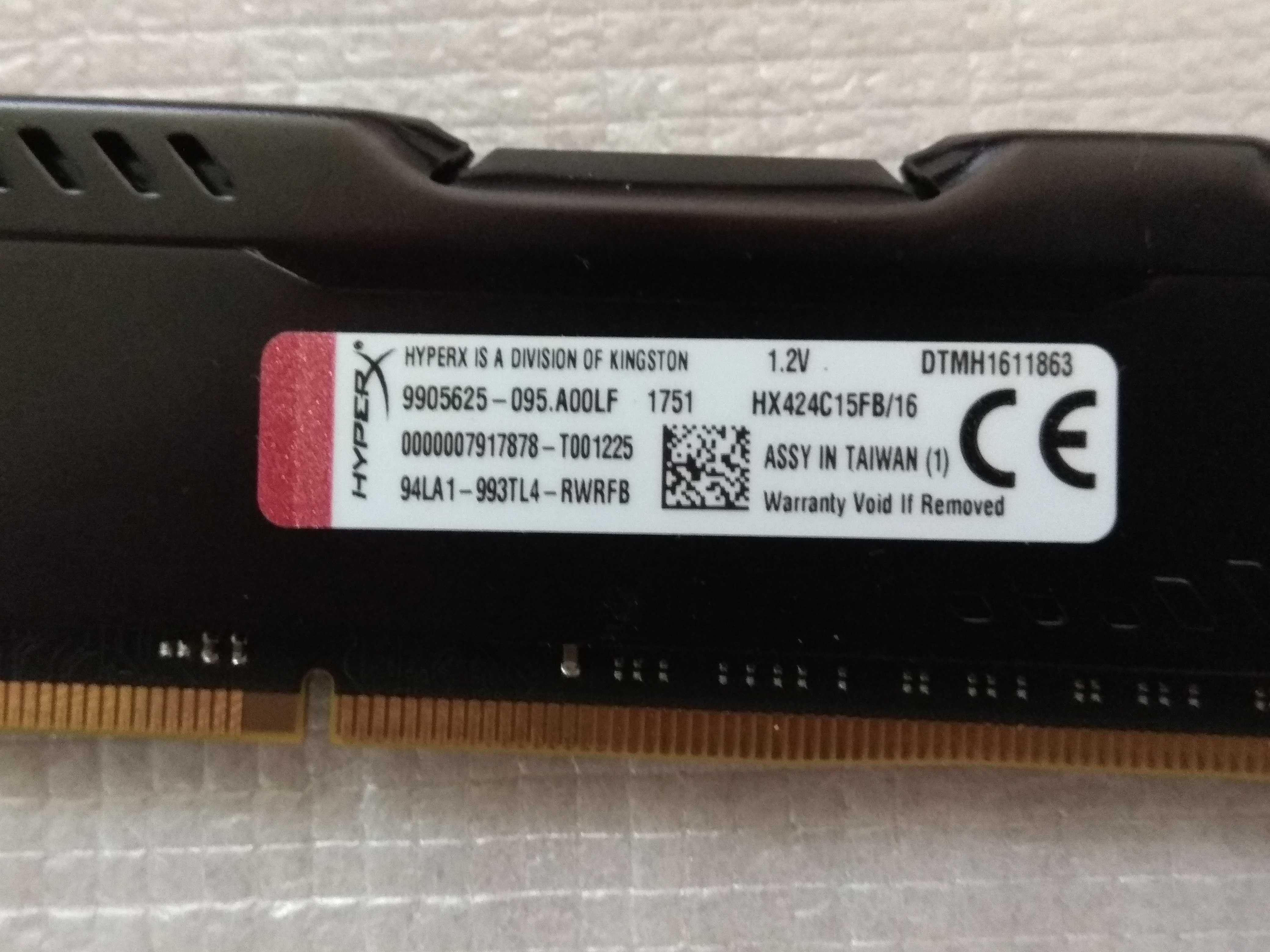 Продам ОЗУ HyperX Fury, 16Гб, DDR4, 2400 МГц, 19200 Мб/с.