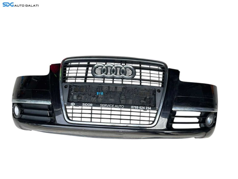 Bara Spoiler Fata Completa cu Grila Emblema cu Locas Senzori Parcare Audi A6 C6 2005 - 2008 Culoare LY9B [B4610] [B4611]