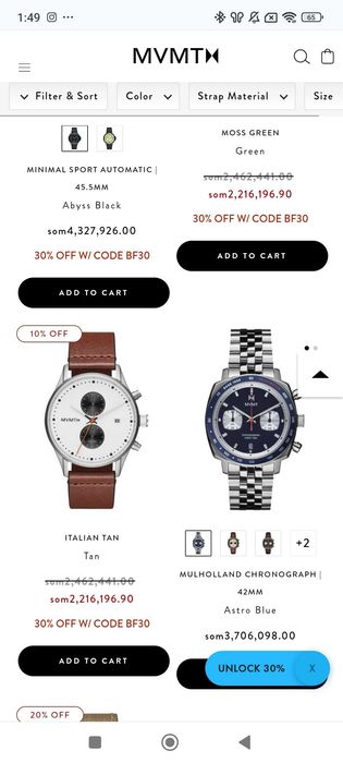 Movement Chronograph Qoʻl Soati