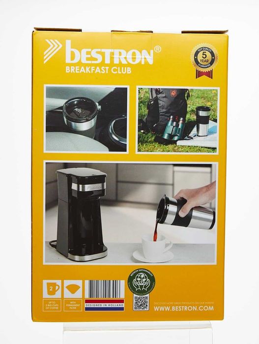 Кафе машина Bestron с изолирана чаша, черна/сребриста