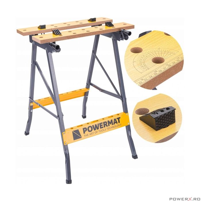 Masa de lucru, 100 kg/560 mm, reglabila pliabila pentru atelier,