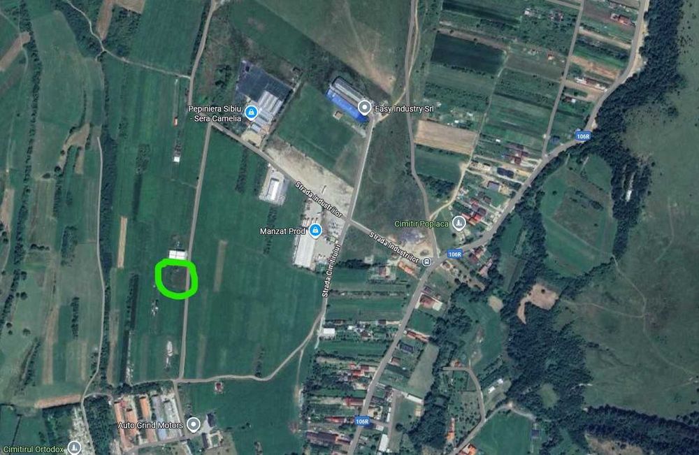 Teren intravilan 1700mp - Poplaca - autorizatie constructie hala 450mp