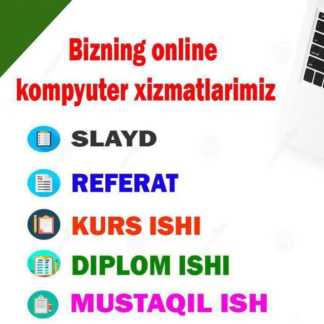 Referat mustaqil ish daftar yozib beraman (arzon narxda)