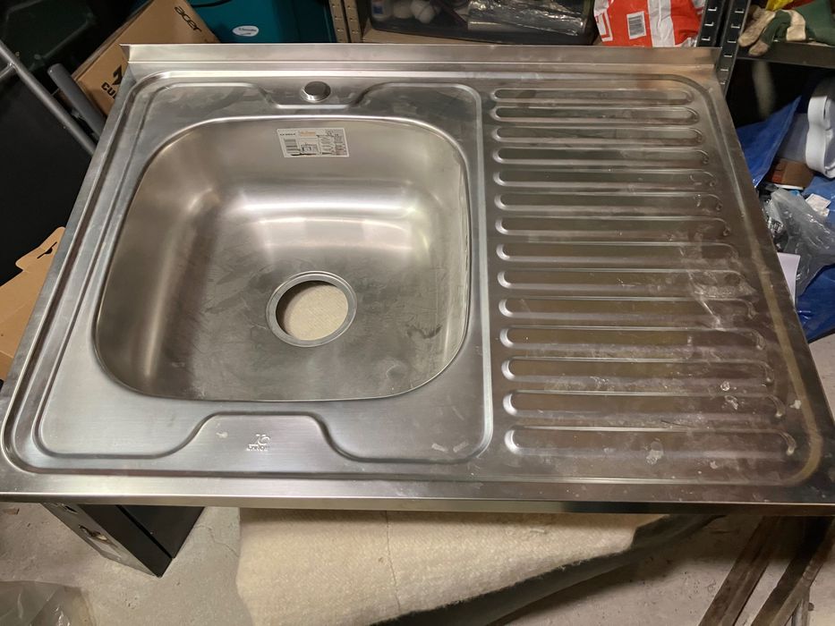 Кухненска мивка алпака с десен плот, 80х60х16cm, неизползвана