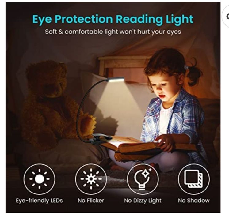 Lampă de lectură Clemă pentru cărți, Lampă pentru cărți cu 9 LED-uri r