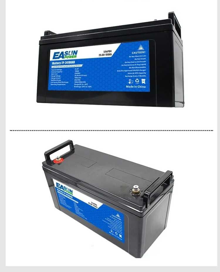 Baterie Easun LiFePO4, capacitate 100 Ah, protectie IP65, 24 V-100 Ah