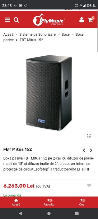 Fbt Mitus 152 pasive 800w că noi puțin folosite