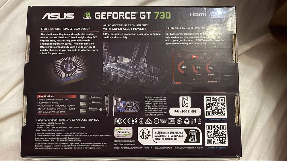 Нова видеокарта ASUS GeForce GT 730, 2GB DDR3, запечатана
