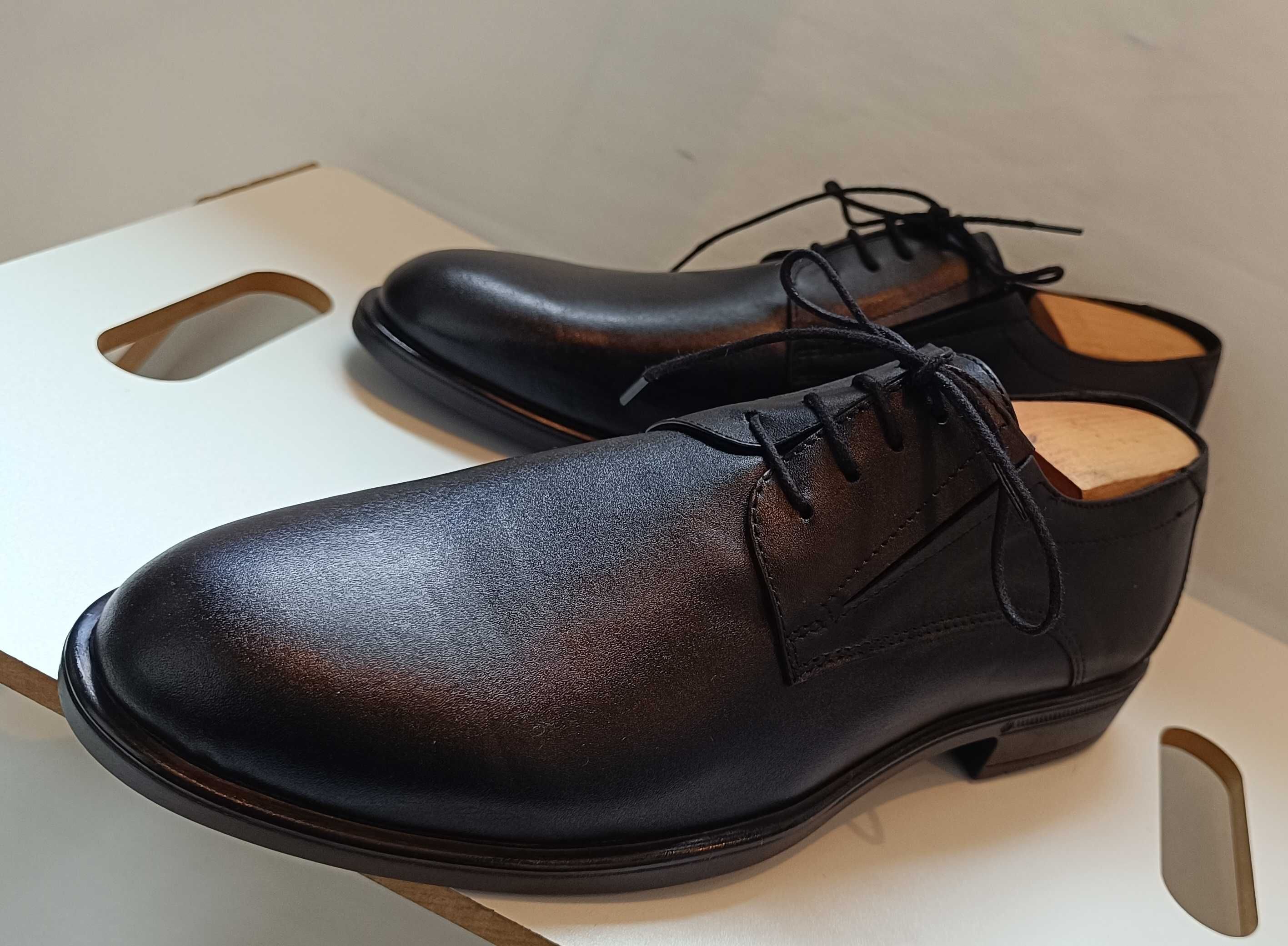 Pantofi derby 41 41.5 plain toe Lavoratione Artigianale NOI piele nat.