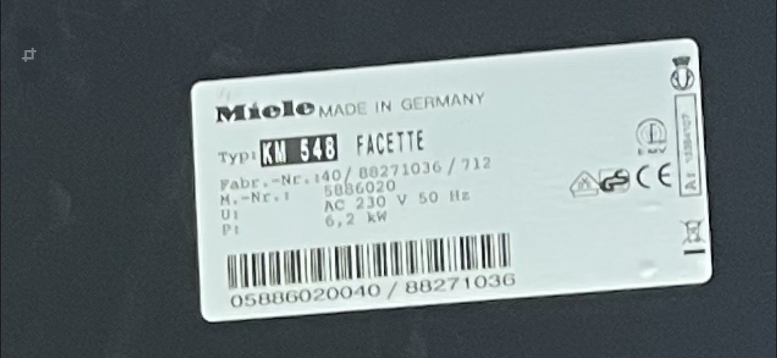 Стъклокерамичен плот Miele 548