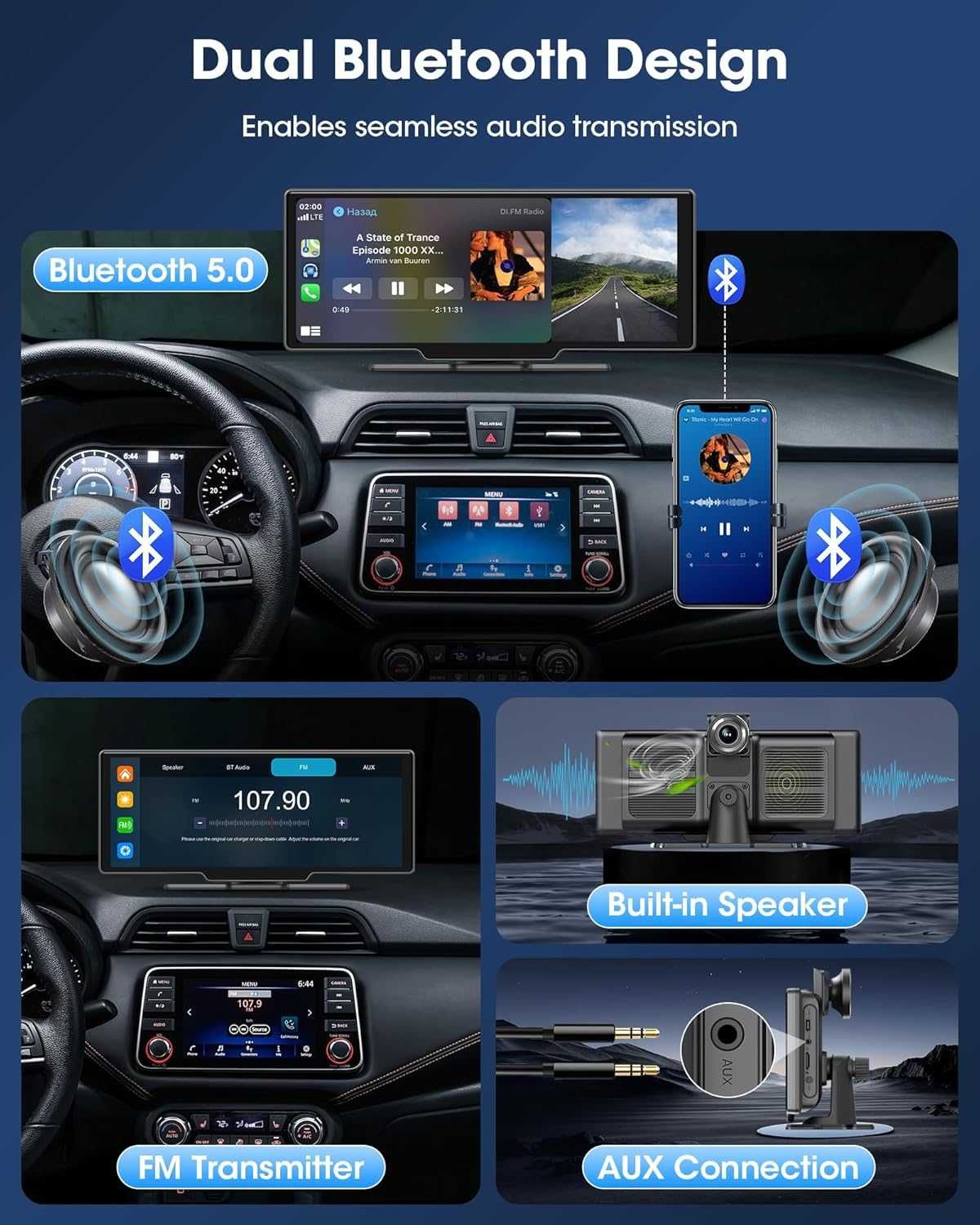 Touchscreen auto 10.26" Wireless CarPlay / Android Auto, 2 camere