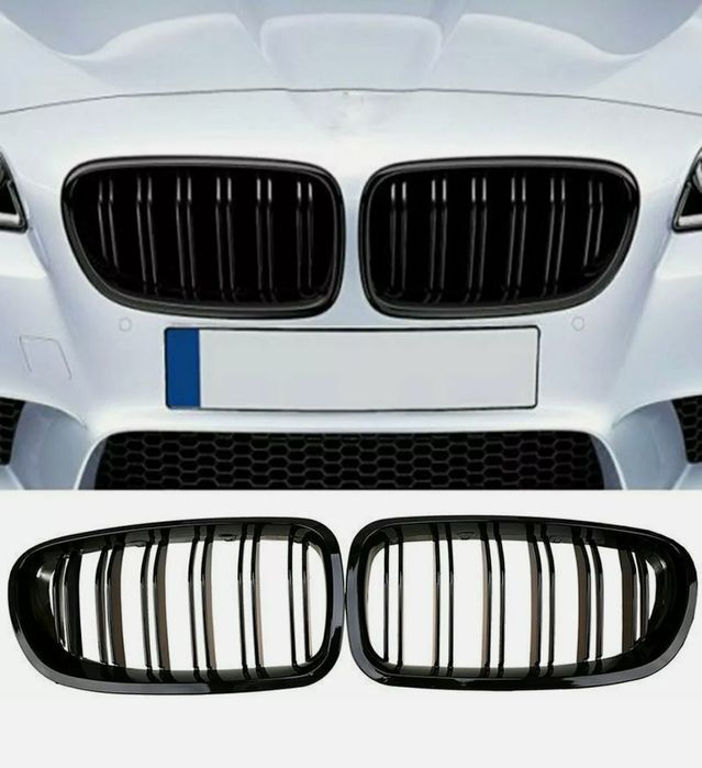 Grila Dubla Grilaj Nari  BMW Seria 5 F10 2008-2018 F11 negru lucios