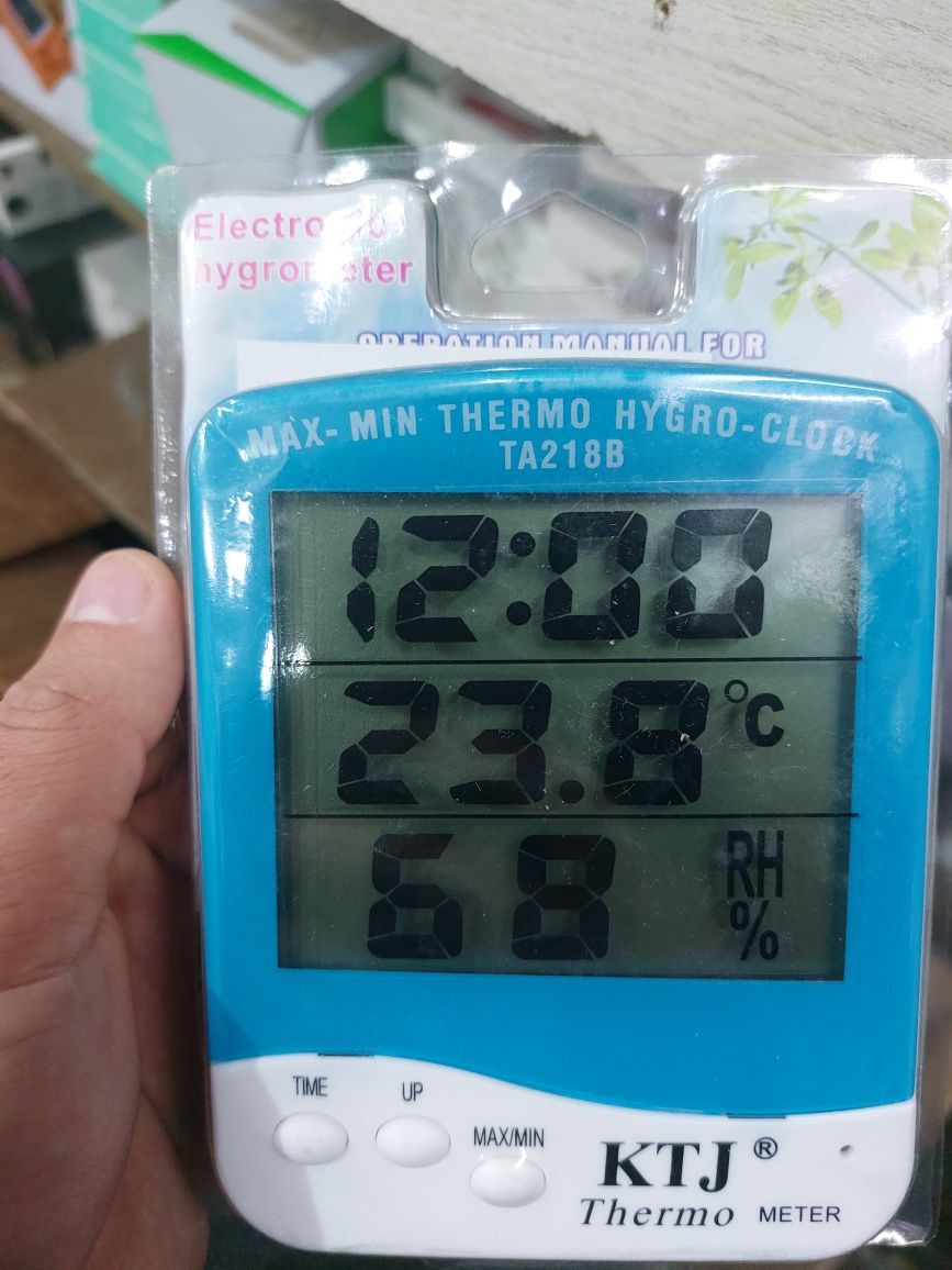 Термометр с гигрометром и часами KTJ-TA218B (Есть Доставка)