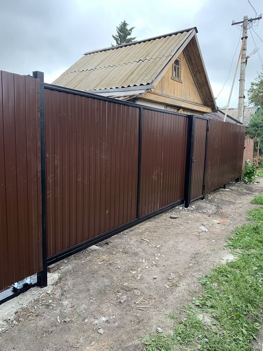 Забор, распашные и откатные ворота, калитка на дачу и в дом