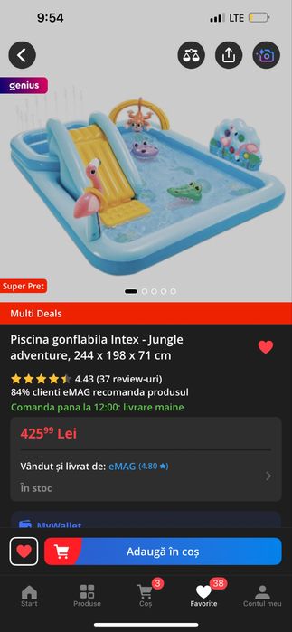 Piscina gonflabila Intex - Jungle adventure, 244 x 198 x 71 cm