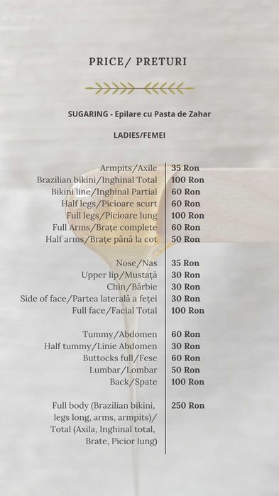Depilation for men and women - Sugaring and wax. Depilare cu zahar.
