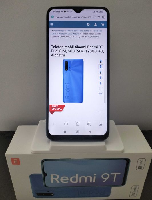 Telefon NOU mobil Xiaomi Redmi 9T, Dual SIM, 128GB, husa si sim CADOU