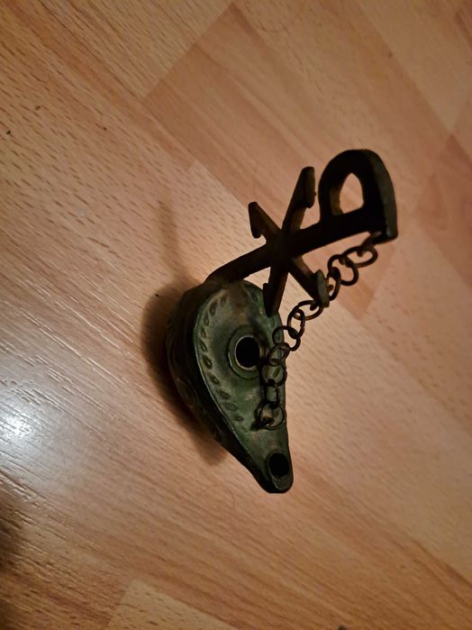 Lampă cu ulei vintange original din bronz