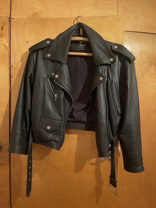 Кожаная куртка косуха женская 46