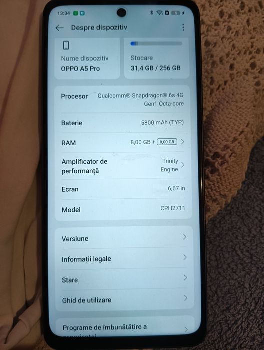 Oppo A5 Pro ,nou,nefolosit,liber in orice rețea.8giga RAM,256 memorie