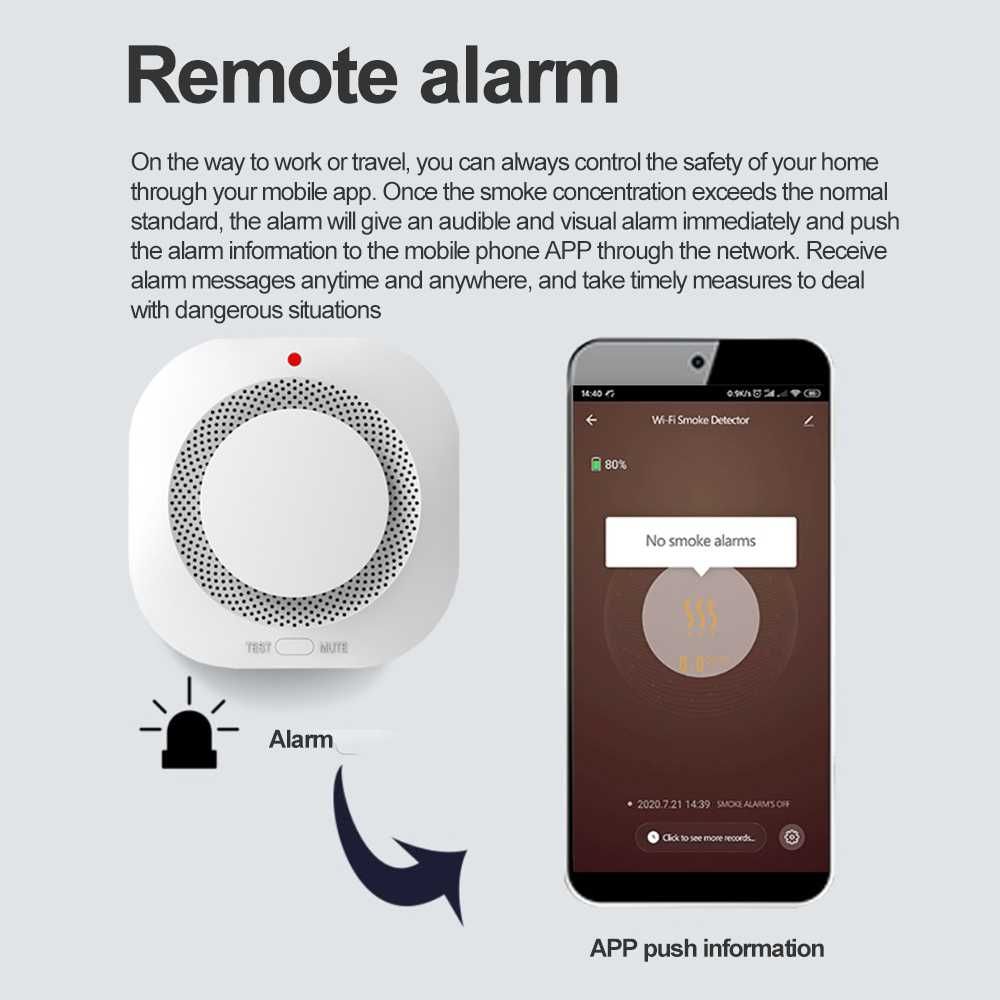 Смарт сензор за дим SMART Tuya Wifi 9V
