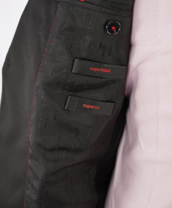 Sacou HUGO BOSS, din lână 100%, negru, mărimea 46