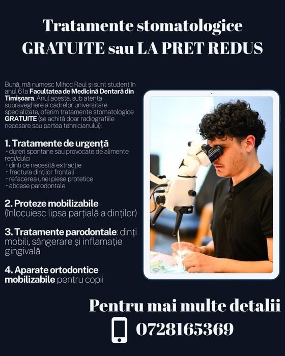 Tratamente stomatologice GRATUITE sau la PRET REDUS