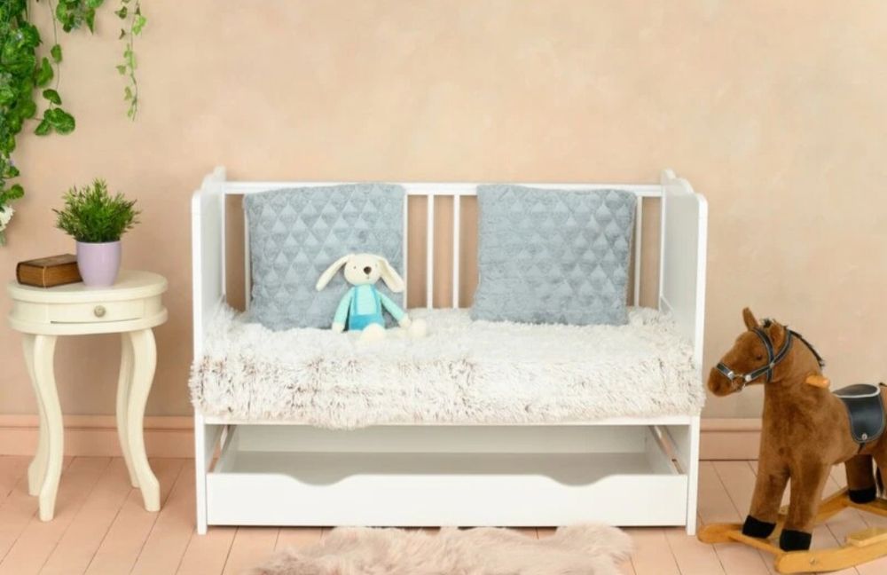 Patut din lemn multifunctional + Saltea 12 cm cocos