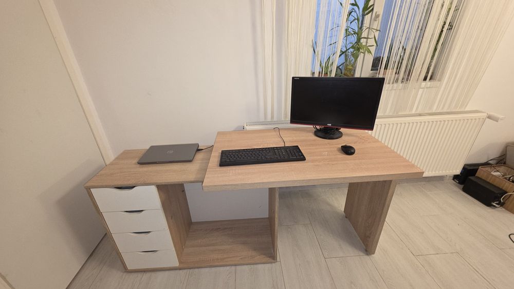 Vând Birou modular cu sertare + scaun inclus, 500 leibirou