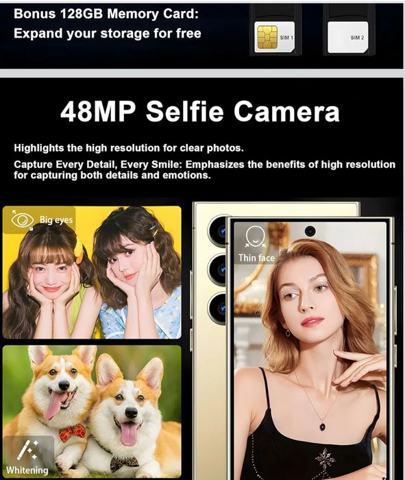 Смартфон I24 Ultra 5G 256 GB Gold + писалка + подарък кейс