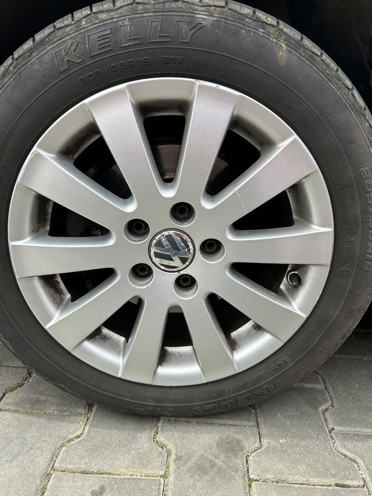 Vând jante aliaj vw 5x112 cu tot cu cauciucuri de vara KELLY 205/55R16