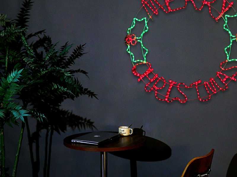 Лед Led светлинен надпис кръгла Весела коледа Merry Christmas