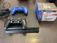 Playstation 4 Slim, 500 GB + 2 manete + jocuri