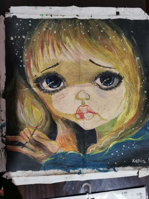 Tablou original ulei pe pânză, Fetita cu chibrite