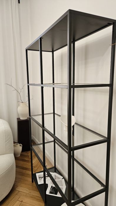 Etajera Ikea metalica neagra cu sticla