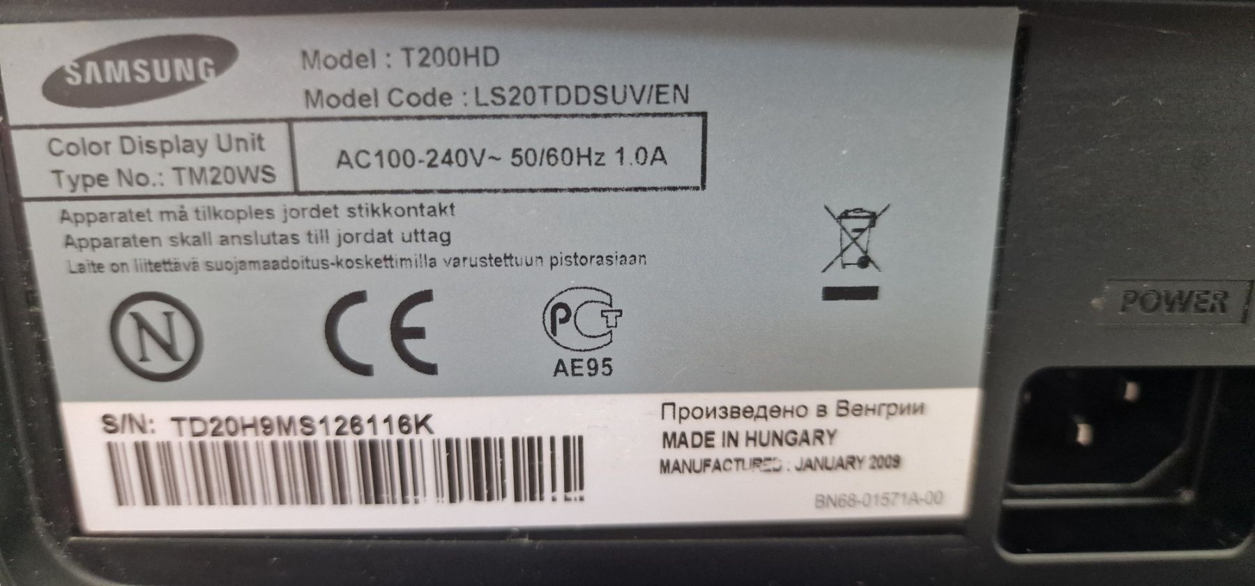 Монитор Samsung T200 HD