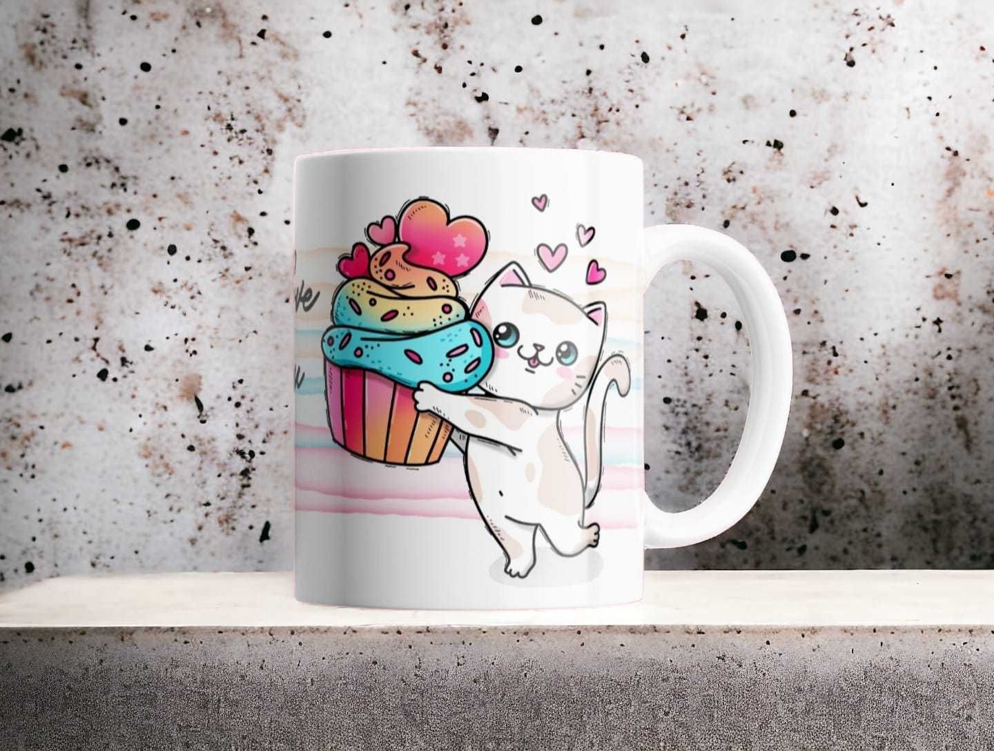 Cana personalizata, Valentine's Day, Love Cat, Ceramica, Alb, 350 ml