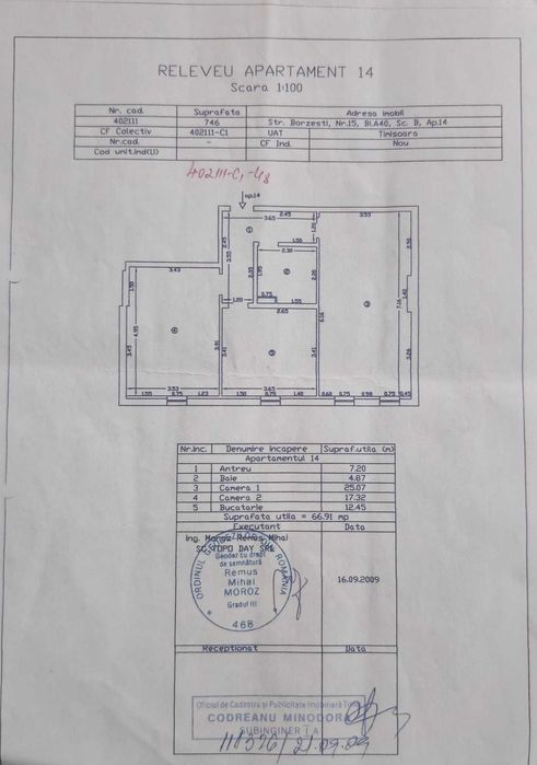 Apartament 2 Camere Decomandat, 67 m2 utili, etaj 5/5, Zona Lipovei