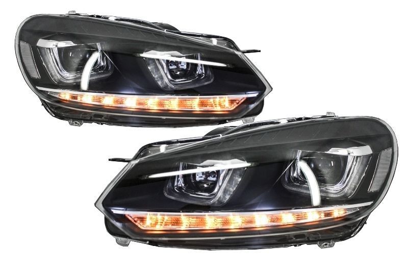 Faruri LED RHD compatibil cu VW Golf 6 VI (2008-up) Design Golf 7 3D U