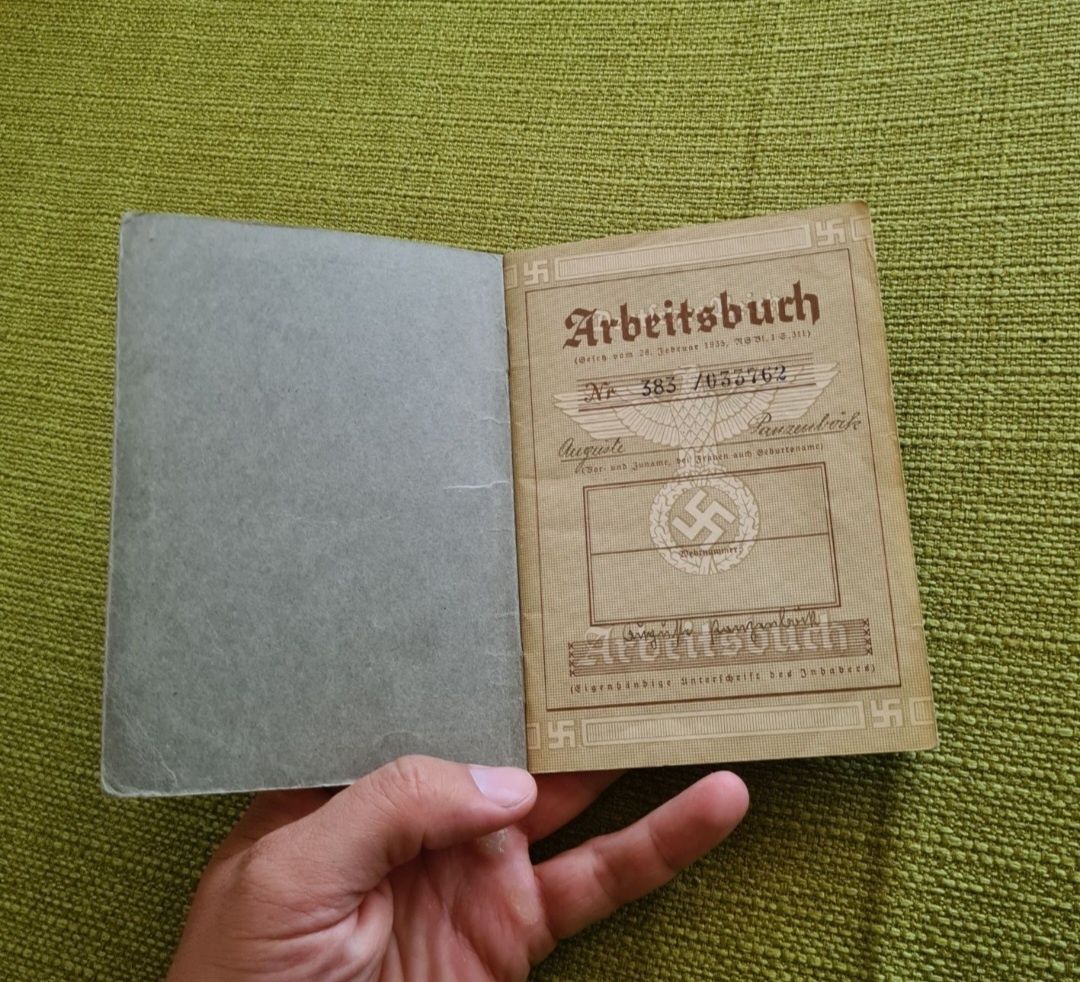 Carte De Munca Nazista WW2 Al Doilea Razboi Mondial WW 2 Germania
